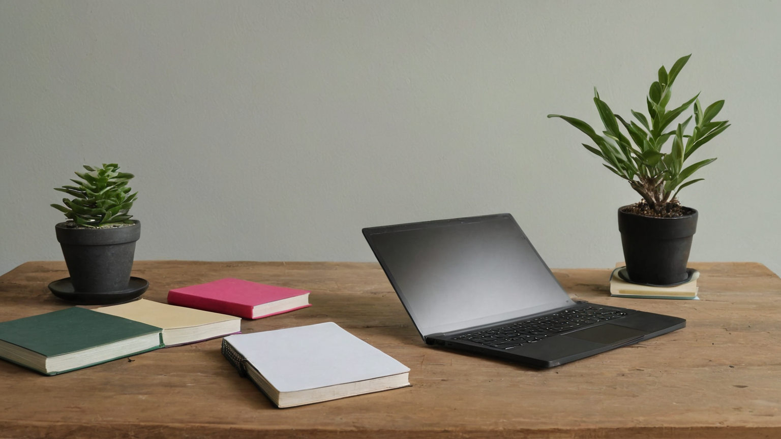 Closed laptop and blank notebook for private review