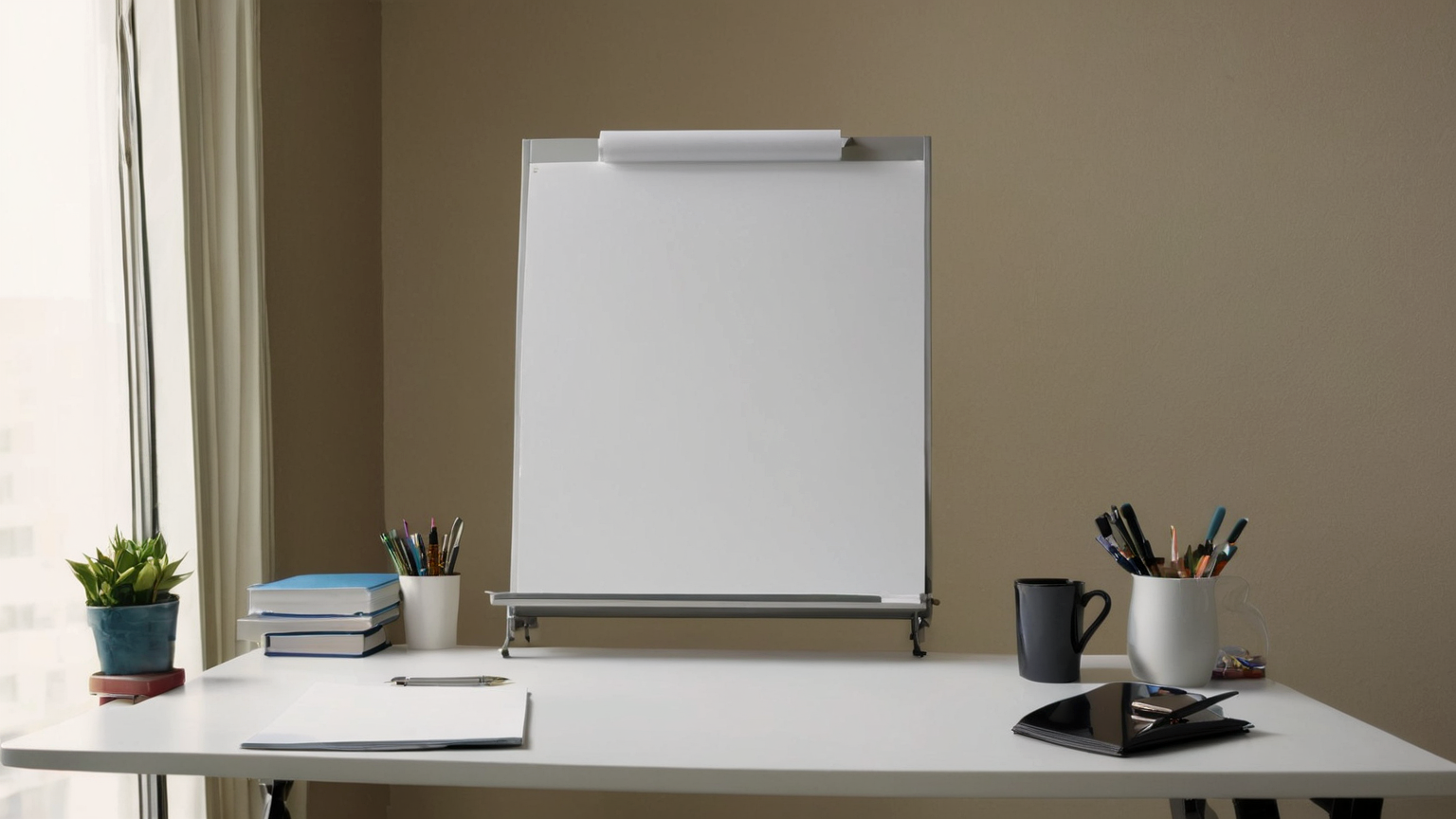 Interview practice with blank whiteboard