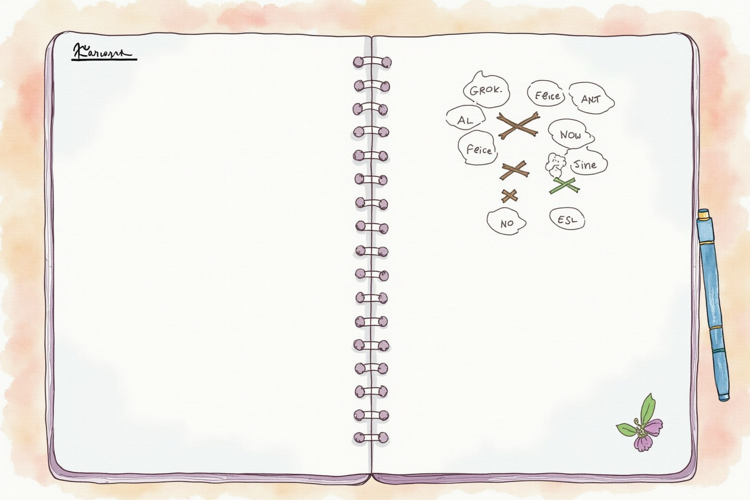 Student planning study with hand-drawn concept map