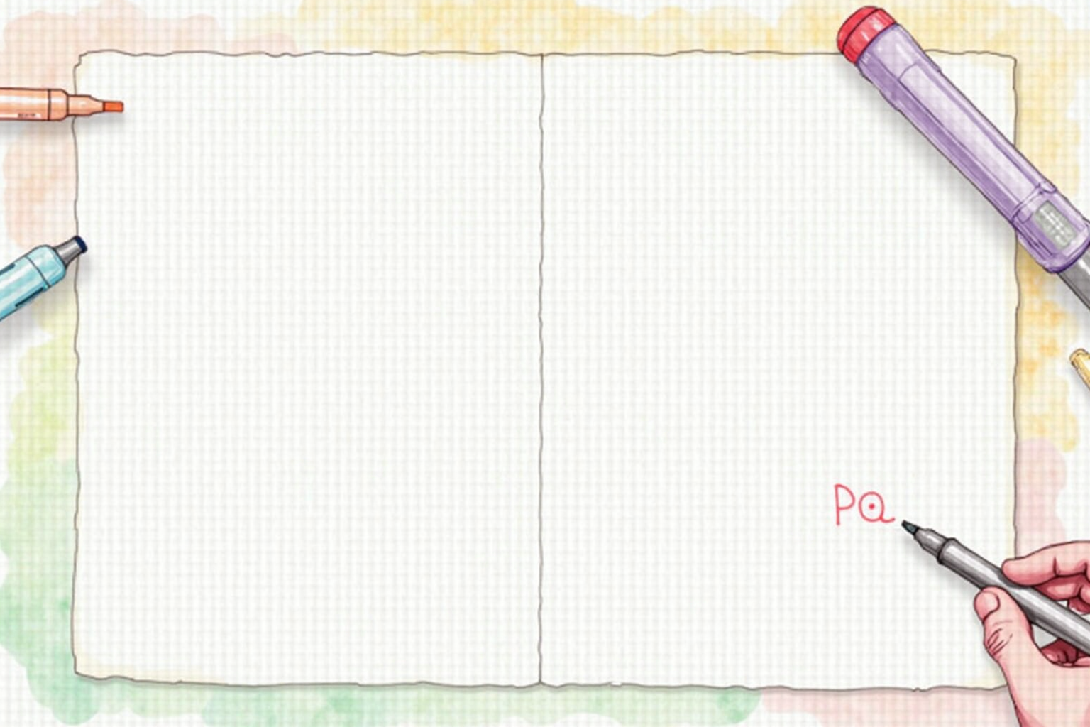 Hand drawing mind map on large paper with markers