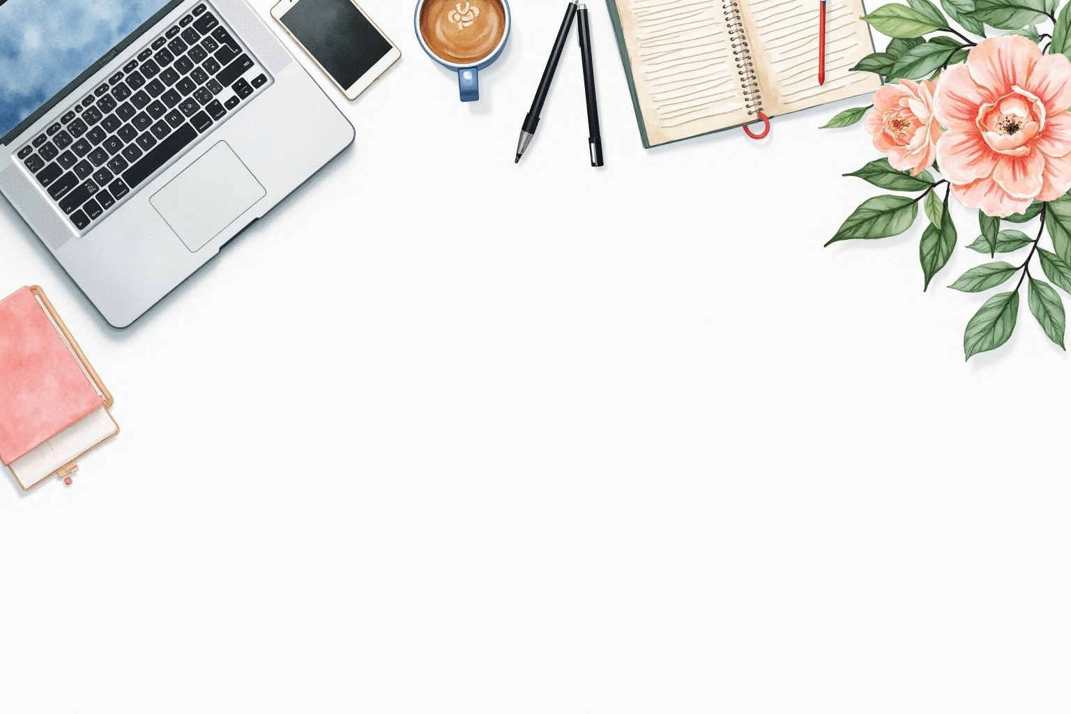 Organized desk with bullet journal and laptop notes app