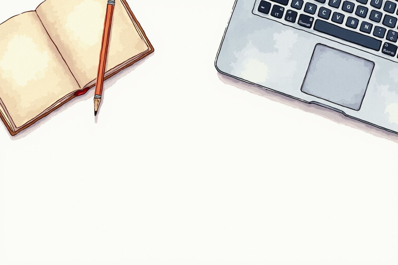 Paper notebook beside laptop showing analog and digital comparison