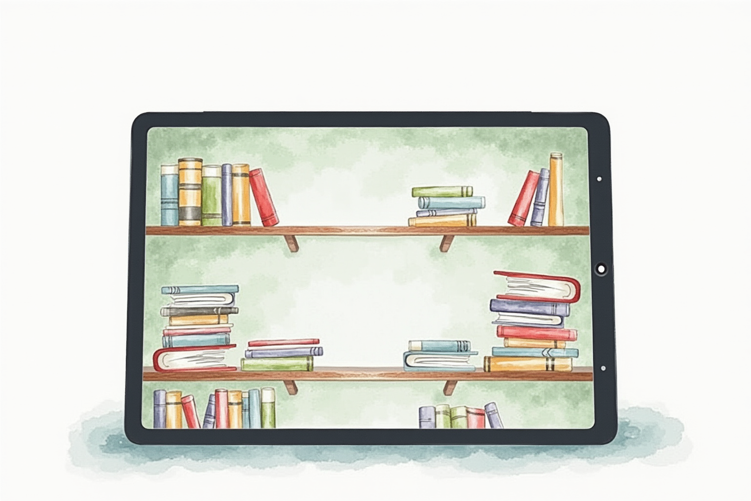 Online course library shelf interface displayed on tablet