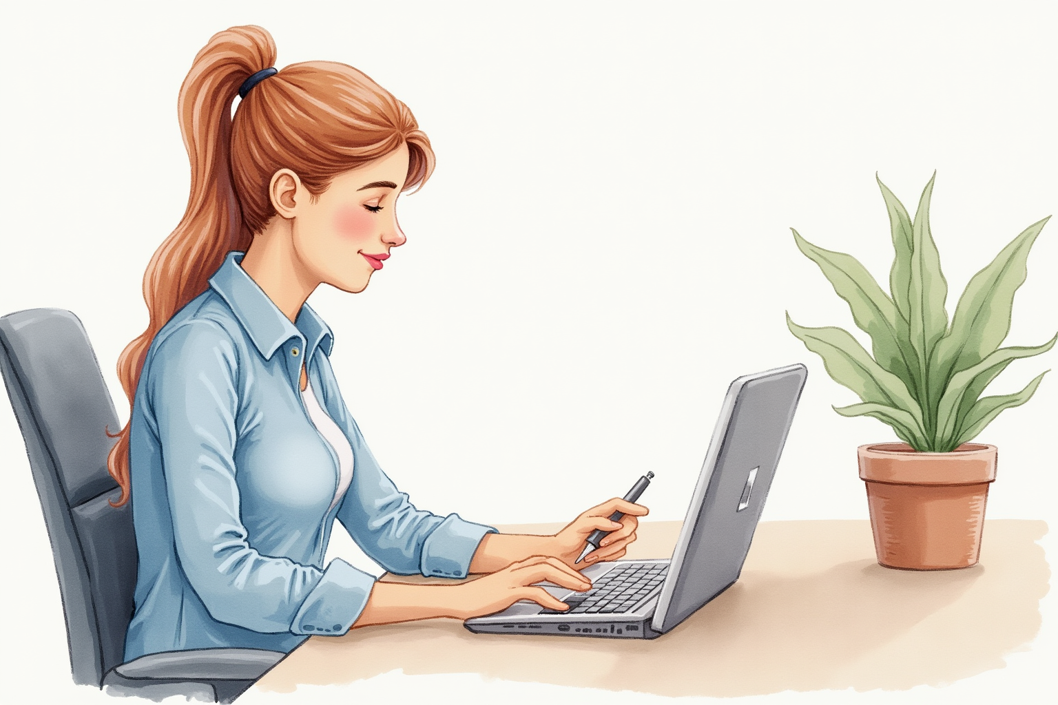 Professional taking online course during lunch break