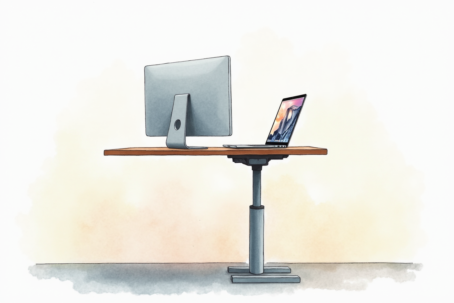 Standing desk converter on study desk