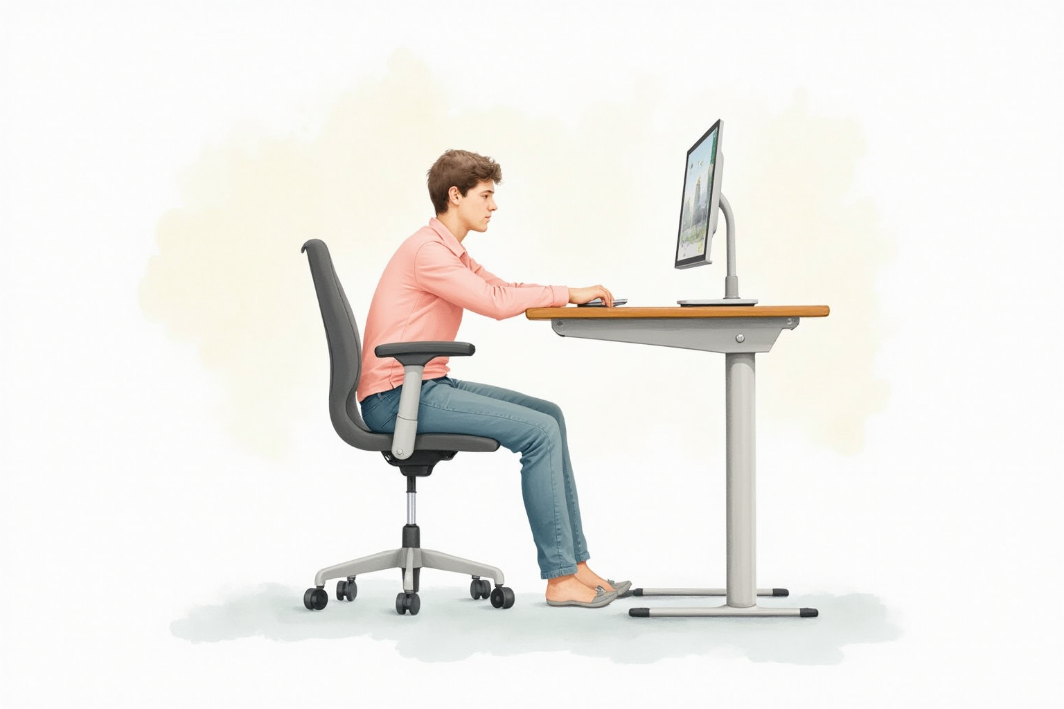 Well-designed student workspace with ergonomic chair