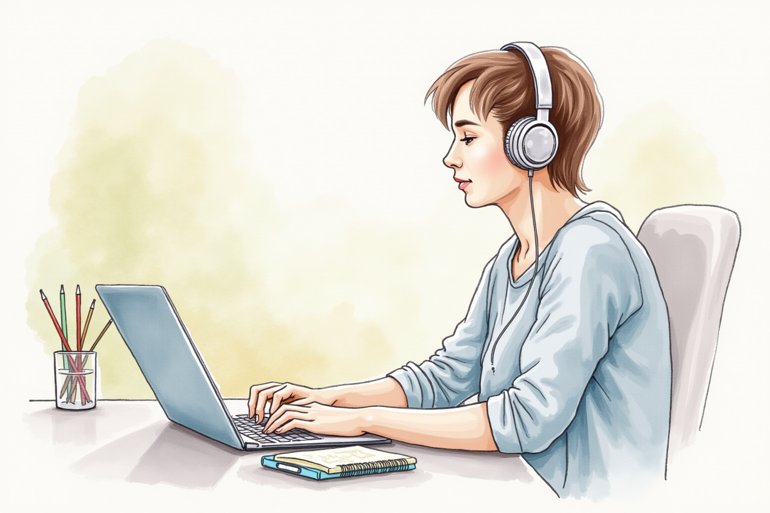 Person wearing comfortable headphones during long study session
