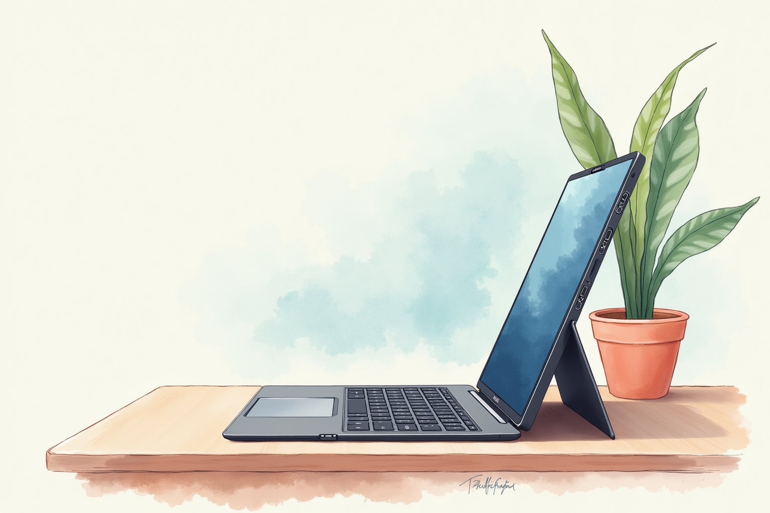 2-in-1 convertible laptop in tablet mode