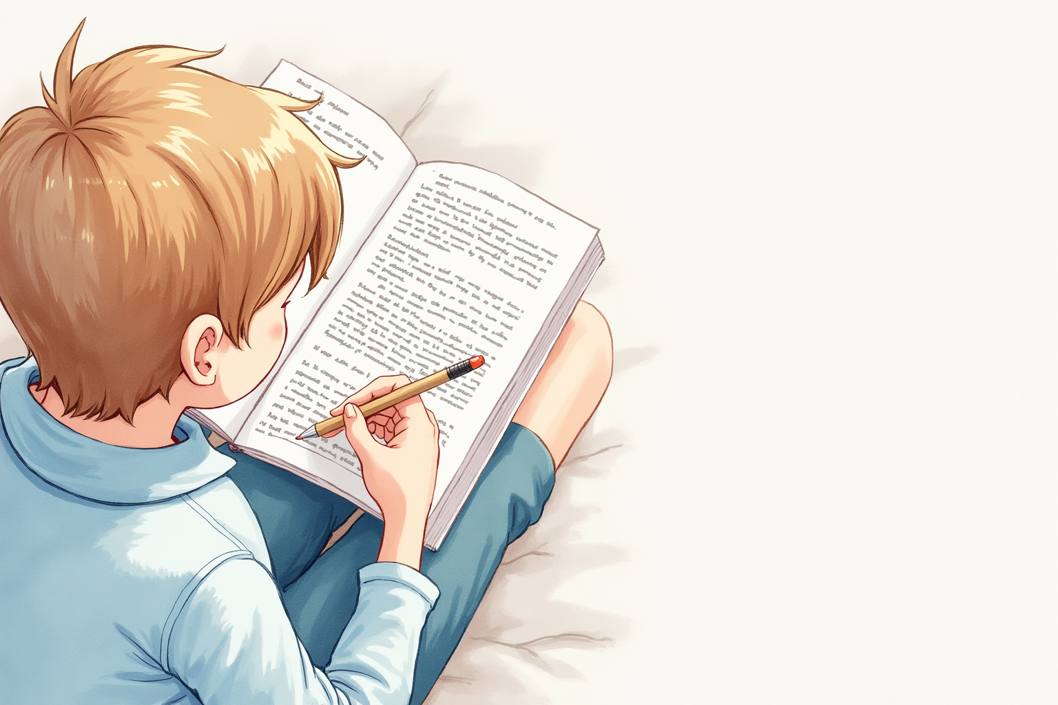 Student reading textbook PDF on tablet with stylus