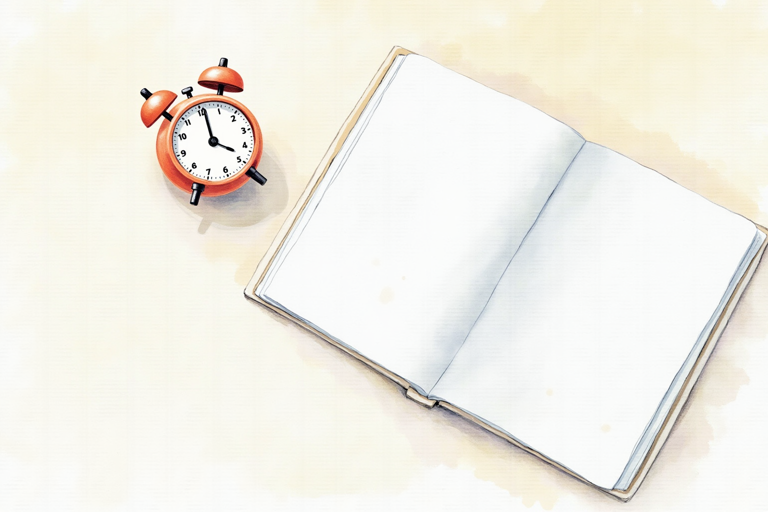 Physical timer beside open notebook tracking work intervals