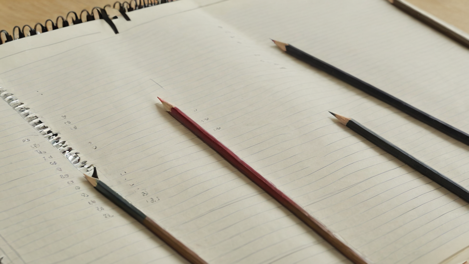 Notebook with blank practice columns