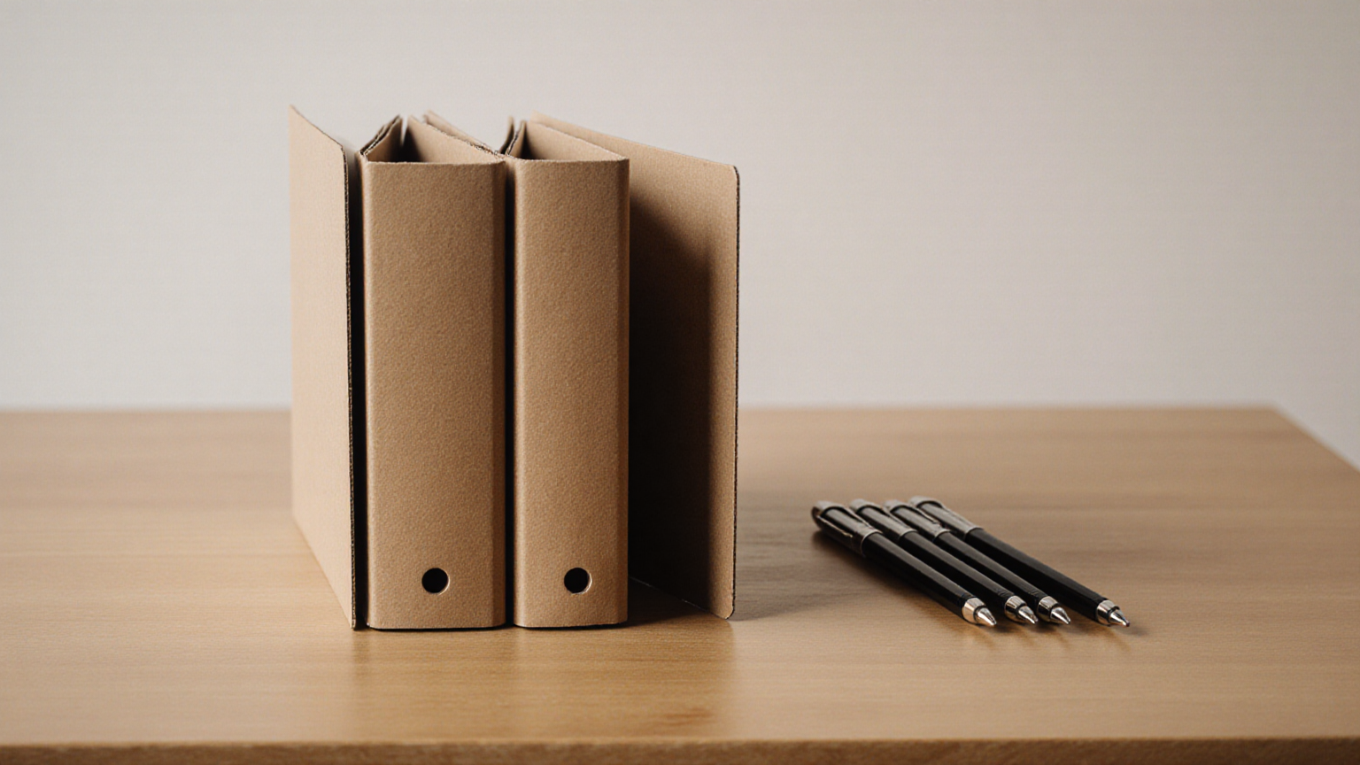 A private desk with plain academic folders