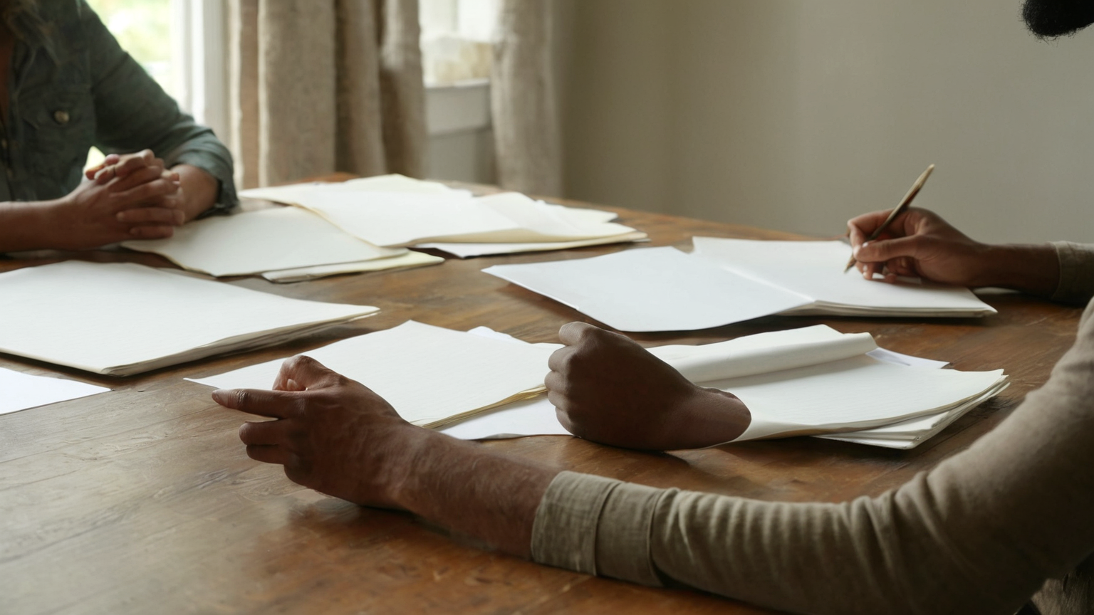 Mentor discussion with blank papers